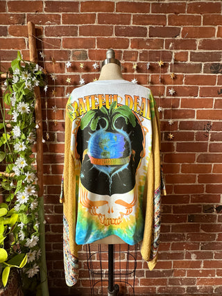 Grateful Dead Keep It Green Inspired Embroidered Poncho Top