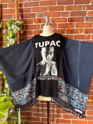 OOAK Autumn Collection- Tupac Inspired Flowy Embroidered Poncho Top