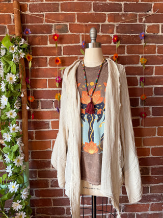 Cream 100% Cotton Gauze Boho Light Kimono Layer