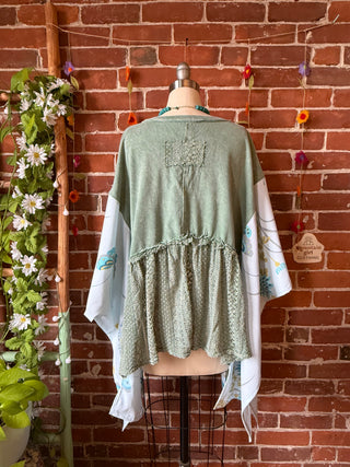 OOAK Autumn Collection- Upcycled Lace Babydoll Style Butterfly Hi Lo Poncho Top
