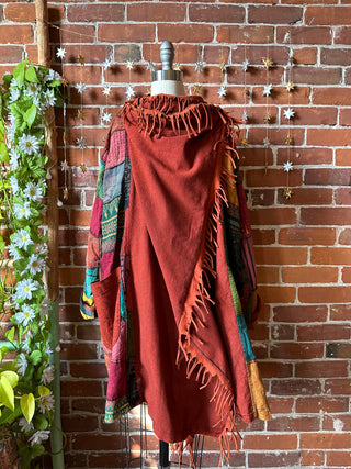 Rust Juniper Patchwork Fringe Jacket