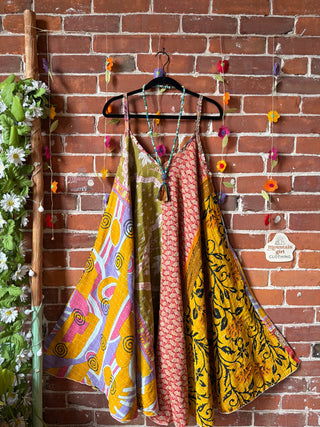 Coffee In The Morning Midi Kantha Summer Dress With Pockets - Fits up to 2X