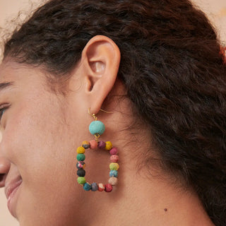 Kantha Dangling Square Earrings -Fair Trade Made