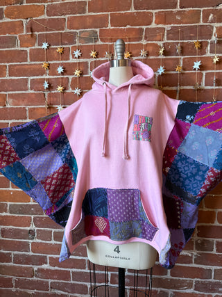 Upcycled Patchwork Mrytle Beach Turtle Poncho Hoodie