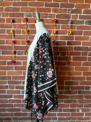 Fleetwood Mac Inspired Floral Black Poncho