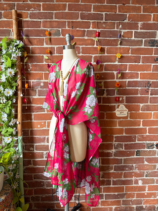 Summer Dreams 100% Silk Poncho Robe- Fair Trade Made