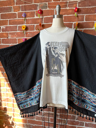 Fleetwood Mac Dreams Inspired Black Tassel Embroidered Poncho