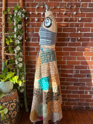 Afternoon Tea 100% Cotton Upcycled Patchwork Wrap Skirt