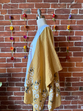 Daisy Dolly Parton Inspired Golden Yellow Embroidered Poncho