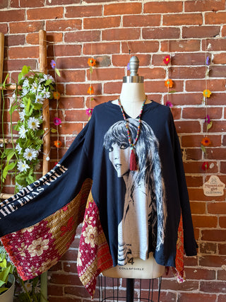 OOAK Summer Collection- Taylor Swift Inspired Birdsong Batik Wing Style Poncho Tee