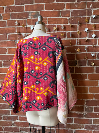 Cosmic Drift Reversible Kantha Poncho Top