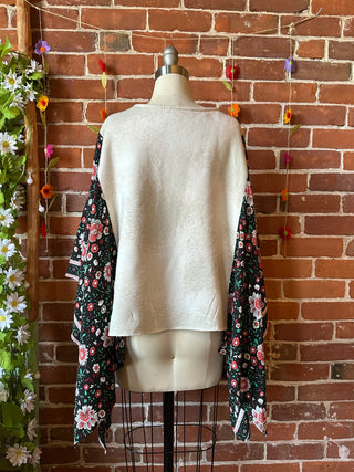 OOAK Autumn Collection- Upcycled Stevie Nicks Inspired Hi Lo Poncho Sweatshirt