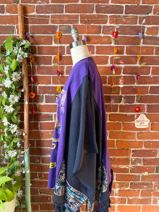 OOAK Autumn Collection- Upcycled Cardi B Inspired Embroidered Poncho Tee