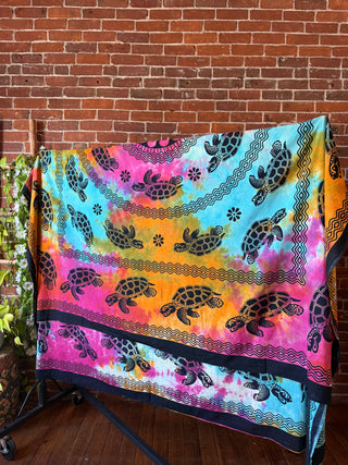 XL 100% Cotton Tie Dye Turtle Mandela 🐢 Tapestry / Wall Hanging - Fair Trade Made