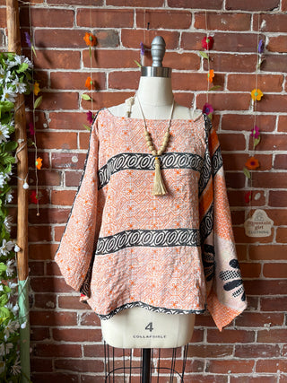 OOAK Summer Collection - Reversible Cosmic Drift Kantha Poncho Top - 2 Tops in 1!