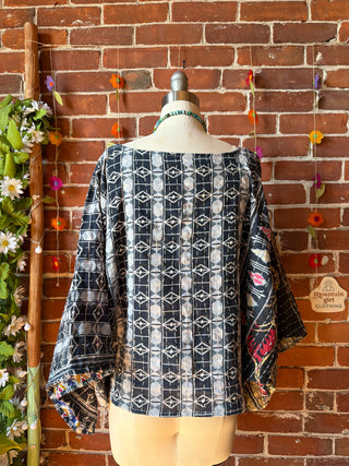 OOAK Summer Collection - Reversible Cosmic Drift Kantha Poncho Top - 2 Tops in 1