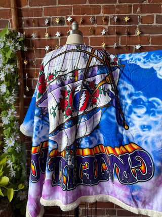 OOAK Autumn Collection - Upcycled Grateful Dead Inspired Ship of Fools Poncho Wearable Blanket