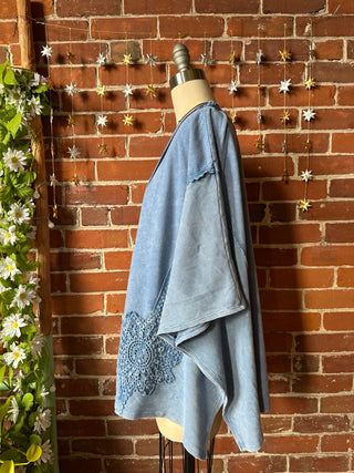 OOAK Winter Collection - Upcycled Kantha Peace Sign Patchwork Poncho Style Top 🌼