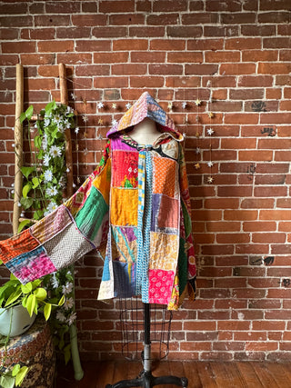 Oversized Juniper Kantha Patchwork Hoodie