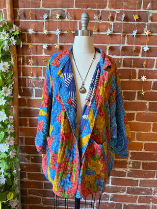 OOAK Autumn Collection - Upcycled Pink Floyd Inspired Vintage Kantha Jacket