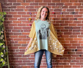 Willie Nelson Inspired Golden Daisy Yellow Embroidered Poncho