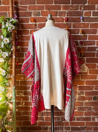 OOAK Autumn Collection- Upcycled Fleetwood Mac Inspired Kantha Poncho Tee