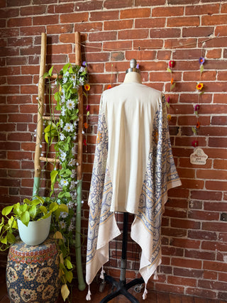 Mystical Stevie Nicks Hybrid Boho Print Hi Lo Poncho Top