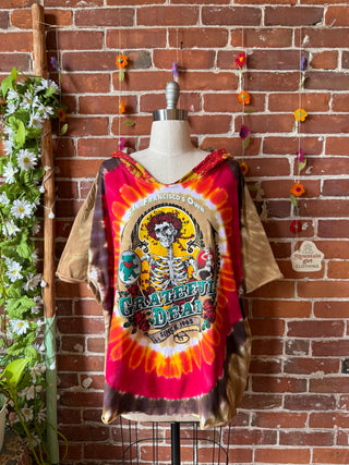 OOAK Summer Collection- Upcycled Grateful Dead Tie Dye Kantha Pullover Hoodie