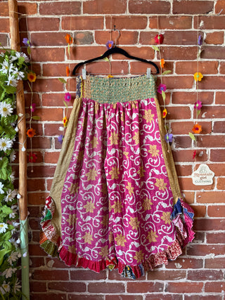 Coffee In The Morning Kantha Ruffle Wide Leg Lounge Pants - Fits up to 2X - Fair Trade Made