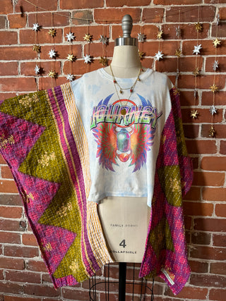 Upcycled Journey Cropped Kantha Hi Lo Poncho Top