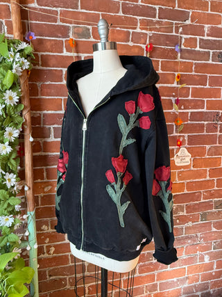 OOAK Autumn Collection Grateful Dead Inspired Artisan Bloom Floral Zip Up Hoodie