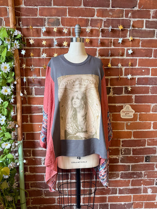 Upcycled Stevie Nicks Butterfly Inspired Rose Embroidered Poncho