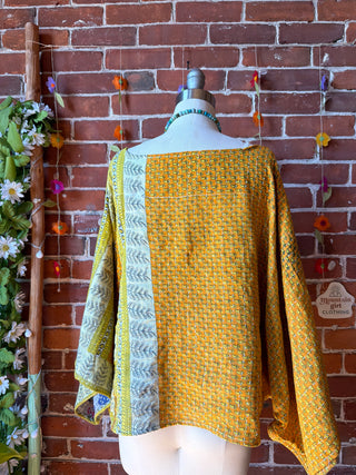 OOAK Summer Collection - Reversible Cosmic Drift Kantha Poncho Top - 2 Tops in 1