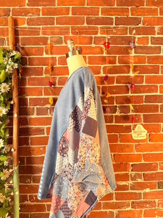 OOAK Autumn Collection - Upcycled Peace Sign Patch Patchwork Poncho Style Top ☮️