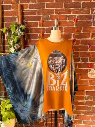 OOAK Autumn Collection- Upcycled Biz Markie Inspired Tie Dye Poncho Tee