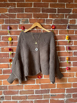 The Coffee Shop Latte Poncho Pullover Sweater