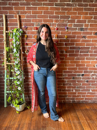 Size Medium/Large Upcycled Dolly Parton Inspired Floral Kimono