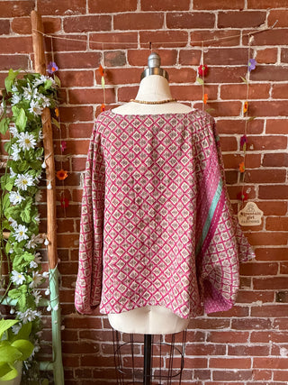 OOAK Summer Collection - Reversible Cosmic Drift Kantha Poncho Top with Luna Butterfly- 2 Tops in 1