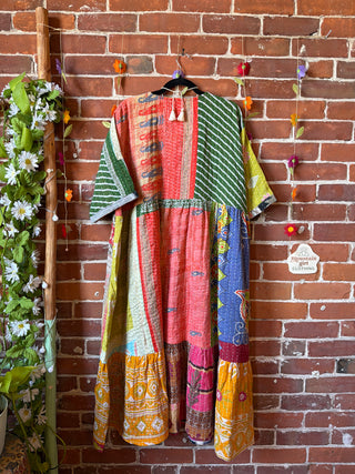 Coffee In The Morning Kantha Dress - Fits up to 3X