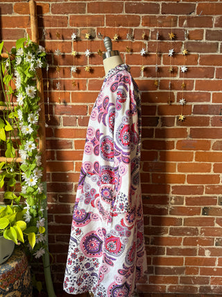 Pink Purple Mandala Long Tapestry Robe Kimono with Pockets and Belt