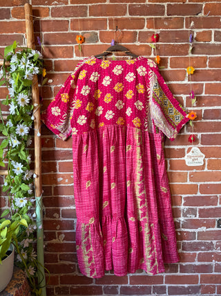 Coffee In The Morning Kantha Dress - Fits up to 3X - 100% Cotton- Fair Trade Made
