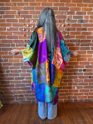 Rainbow Dreamer Tie Dye Silk Patchwork Kimono