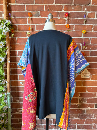 OOAK Summer Collection- Upcycled The Who Inspired Vintage Kantha Poncho Tee