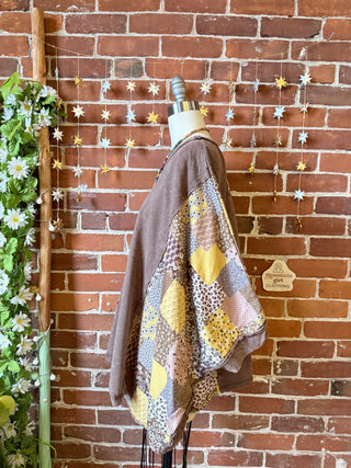 OOAK Winter Collection - Upcycled Kantha Flower Patch Patchwork Poncho Style Top 🌼