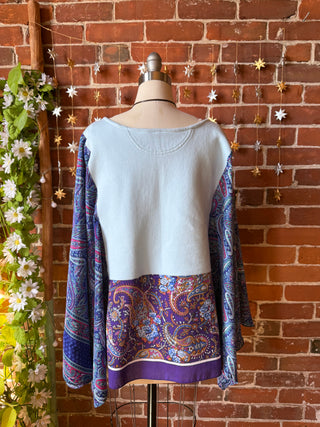 OOAK Autumn Collection - Upcycled Crane Paisley Angel Wing Poncho Top