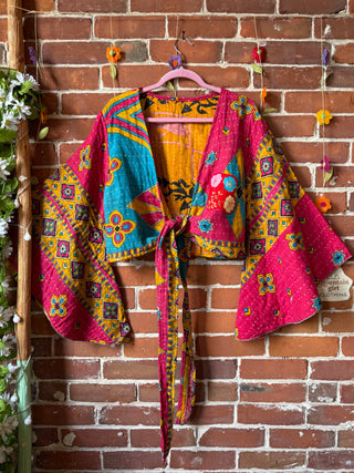 Nova Kantha Bell Sleeve Reversible Wrap Top - 100% Cotton - Fair Trade Made
