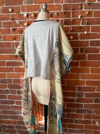 Upcycled BeetleJuice Hi Lo Kantha Poncho Top