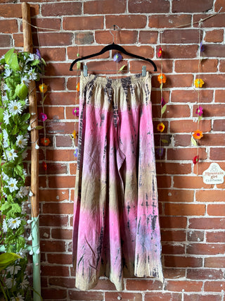 Size M/L Sunburst Tie-Dye Palazzo Lounge Pants 100% Cotton - Fair Trade Made