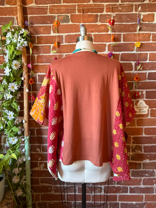 OOAK Autumn Collection- Upcycled  Poncho Tee Desert Skies