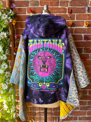 OOAK Autumn Collection- Upcycled Santana Tie Dye Kantha Hoodie Poncho